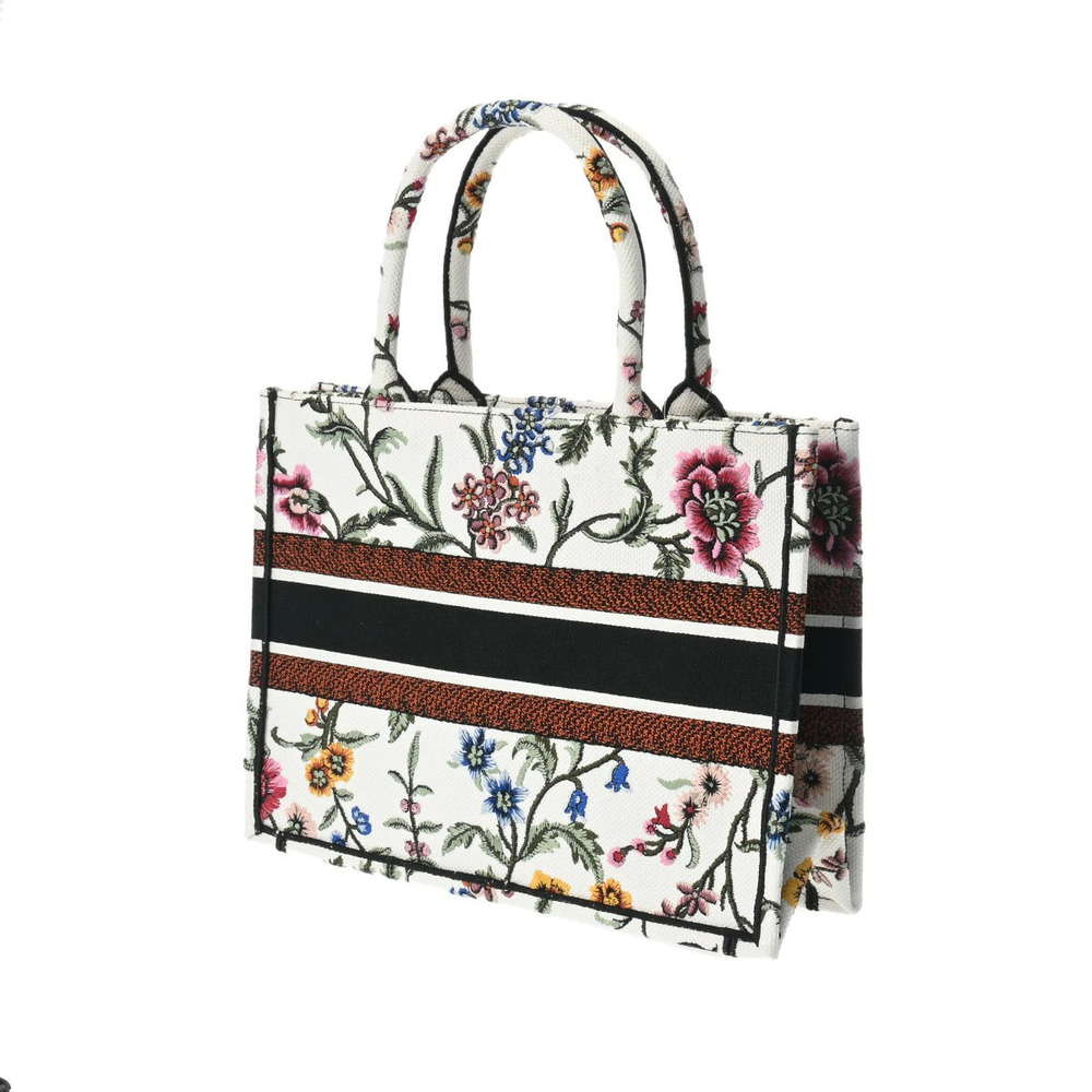 Dior Tote CHRISTIAN Canvas Handbag Flower Book White  Multicolor